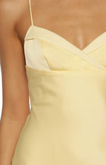 Laila Yellow Satin Scarf Formal Maxi Dress Image