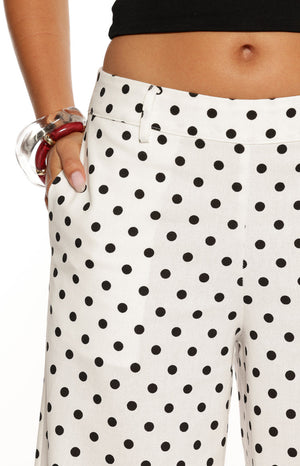 Loreta White Polka Dot Low Waist Pants - PRE ORDER