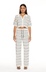 Maple White Navy Stripe Knit Pants Image