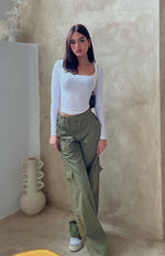 Millie Khaki Low Rise Cargo Trousers Image