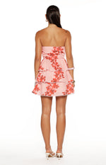 Sofia Pink Floral Strapless Ruffle Mini Dress Image